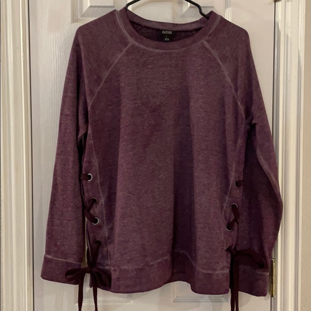 Purple Crewneck with Lace Up Detail